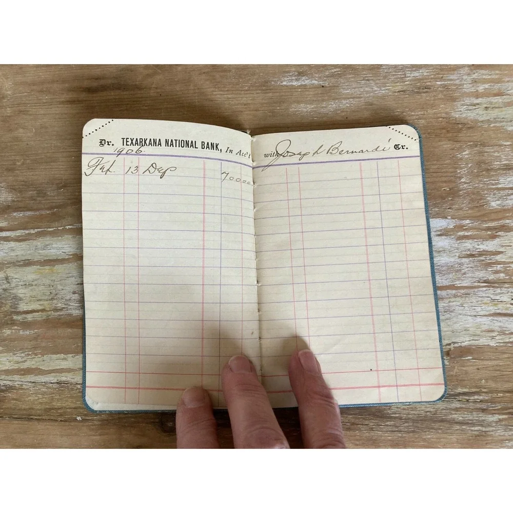 Vintage account pass book Texarkana Texas National Bank 1906 empty junk journal
